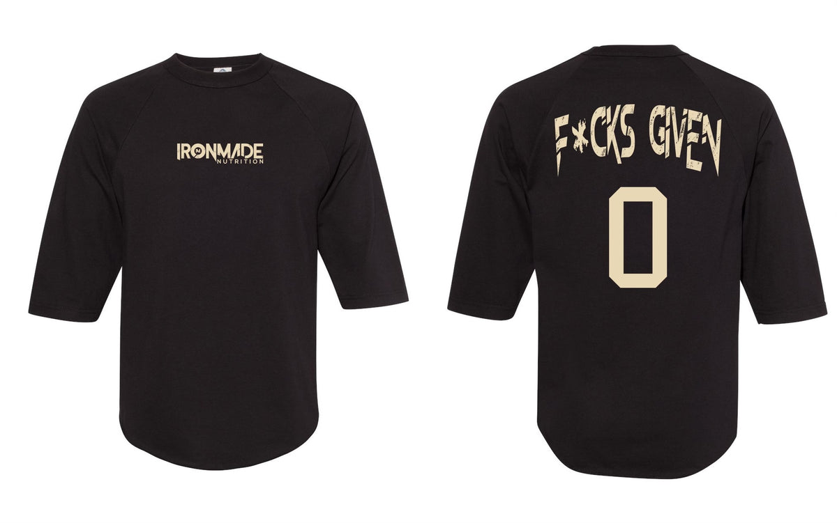 RAGLAN 3/4 SLEEVE BASEBALL SHIRTS. ( 0 F*CKS GIVEN)
