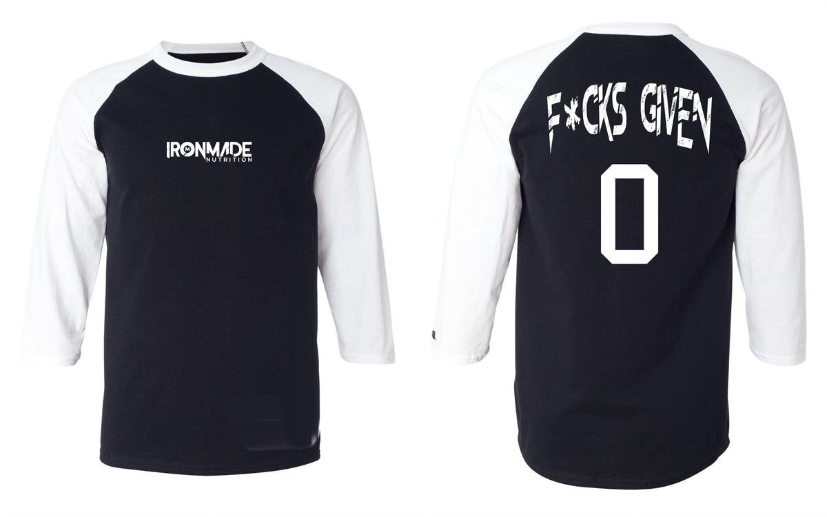 RAGLAN 3/4 SLEEVE BASEBALL SHIRTS. ( 0 F*CKS GIVEN)