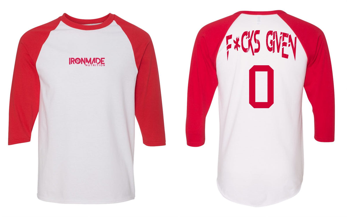 RAGLAN 3/4 SLEEVE BASEBALL SHIRTS. ( 0 F*CKS GIVEN)
